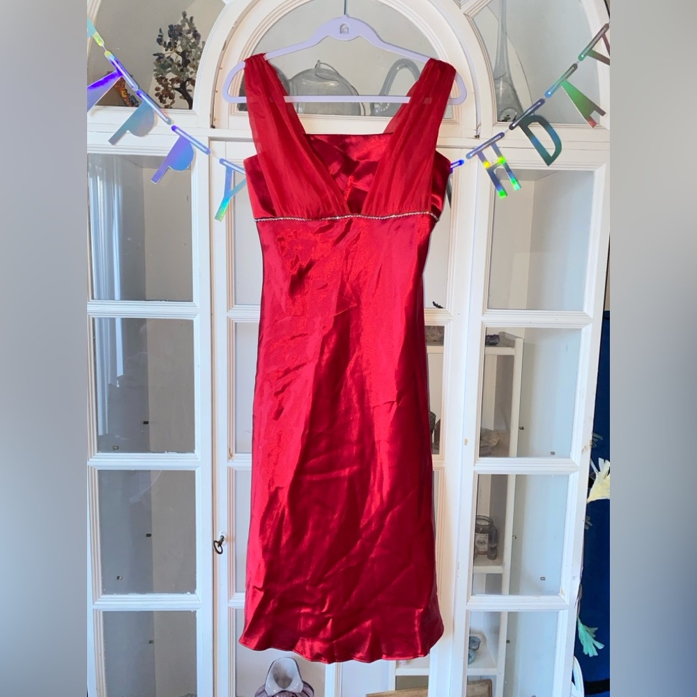 90s Red Satin Dress